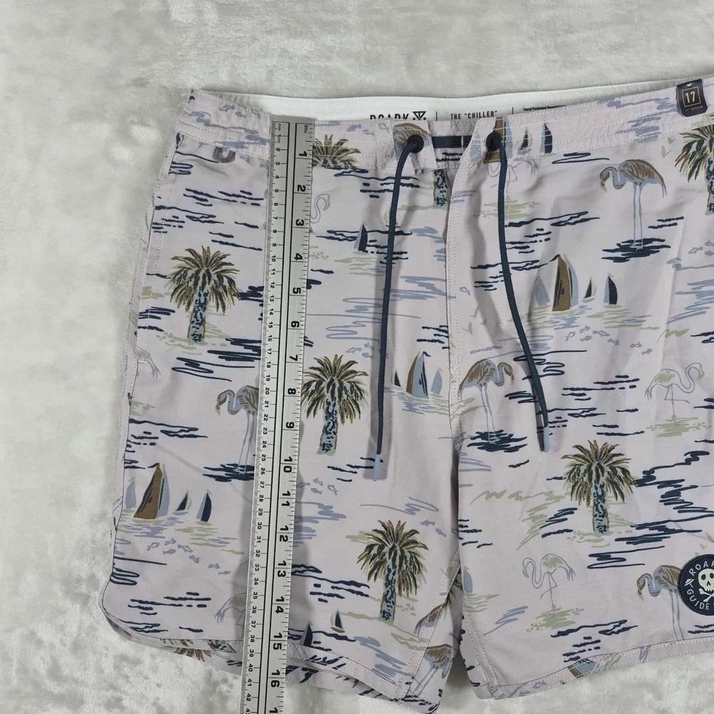 Roark Chiller Board Shorts Men's 31 Beach Pool Flamingo Sailboats Casual NWOT - Picture 3 of 8